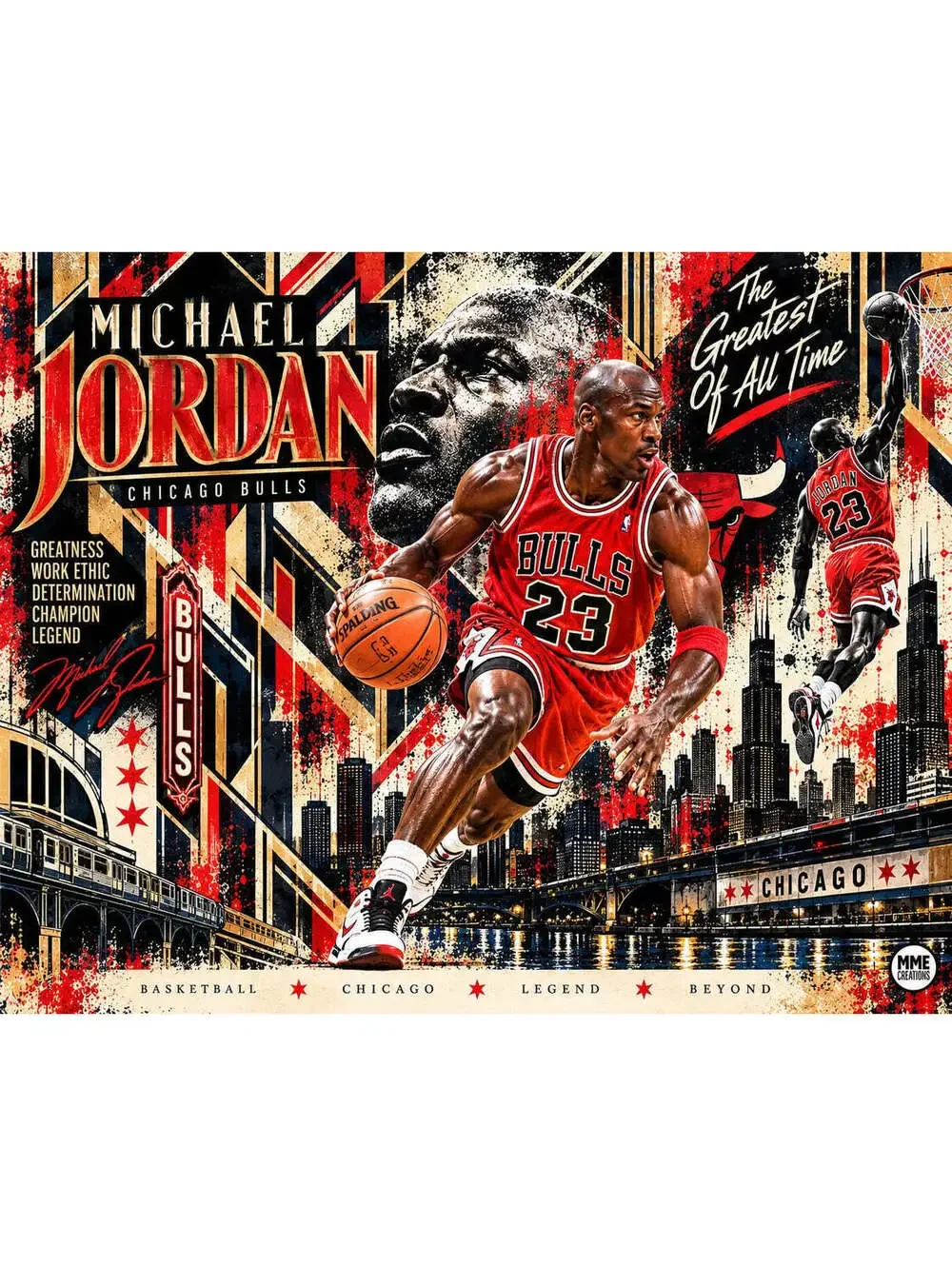 4706 Michael Jordan Art Deco × Street Art AGarde Collection 8x10 Landscape Print